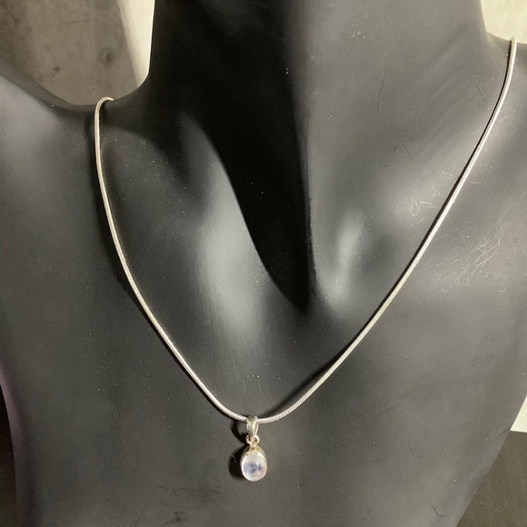 🌸 3PC PENDANT GEMSTONE NECKLACE LEAF EARRINGS RING MOONSTONE BUNDLE SET SILVER - Picture 9 of 12